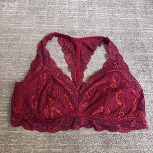 Gilligan & O’ Malley Red Orange Lace Racerback Bralette XL